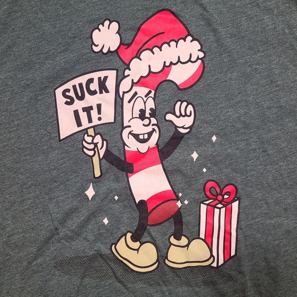 Grunt Style Candy Cane Christmas Tee Men’s Large Funny Holiday Graphic Shirt - Picture 4 of 8